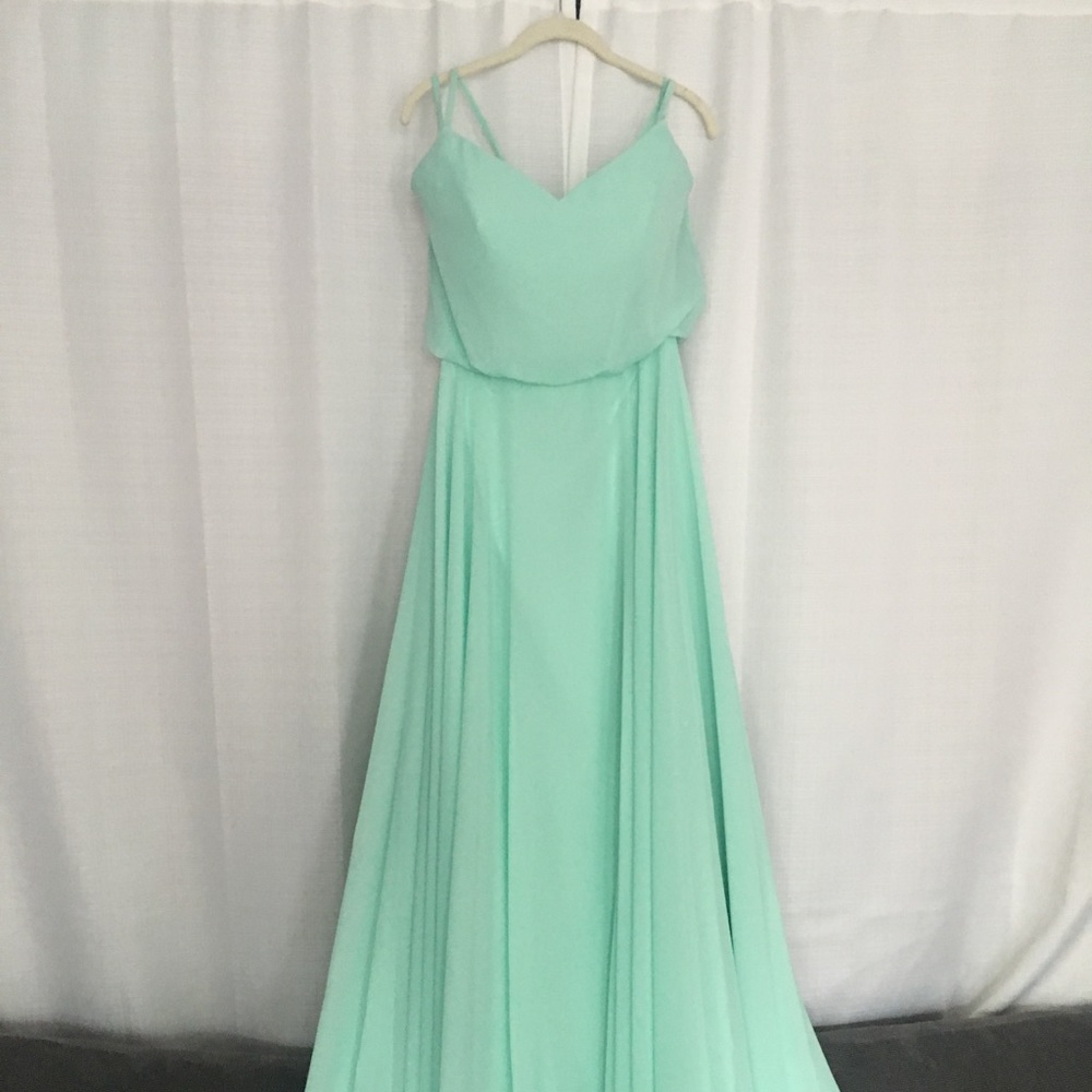 Mint floor length bridesmaid dress - Picture 1 of 6